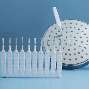 10 Adet Duş Başlığı Temizleme Fırçası Beyaz Küçük Fırça Gözenek Temiz tıkanma Önleyici Naylon Mutfak Tuvalet Telefonu Delik Pencere Temizleyici
