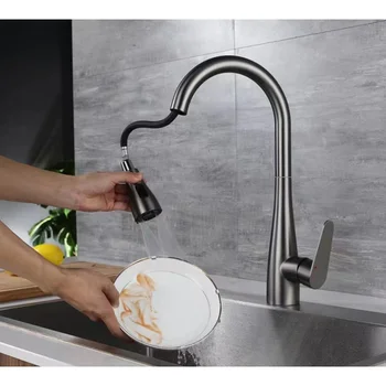 Mutfak Musluk 360 ° Rotasyon Akışı Püskürtme Memesi paslanmaz çelik mutfak lavabosu Sıcak Soğuk Su Muslukları Mutfak Lavabo кран для кучни