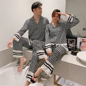 QWEEK Balıksırtı Kıyafeti Çift Ipek kadın Pijama Kadın Seti Kadın 2 Adet Sonbahar Pijama Zarif Pijama Pijama Erkekler