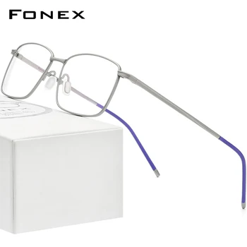 FONEX Saf Titanyum Gözlük Çerçeve Erkekler Kare Reçete Gözlük erkek Tam Jant Ultralight Miyopi Optik Gözlük F85705