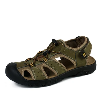 Roma Sandalet Erkekler Hakiki Deri Yaz ayakkabı Moda rahat ayakkabılar Erkek Sandalias plaj ayakkabısı Yumuşak Tabanlar Nefes erkek ayakkabısı