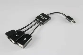 5Pin Mikro B Erkek 2-Port USB A Dişi OTG Ana Hub Splitter Veri senkronizasyon kablosu + mikro usb Dişi Güç Kaynağı Hattı Combo