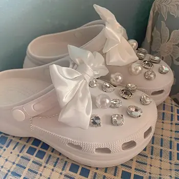 Lüks tasarım ayakkabı Takılar Croc Vintage DIY Takunya Dekorasyon Parlak Rhinestone Prenses Tarzı Ayakkabı Aksesuarları Tüm Maç