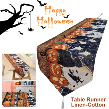 180x33cm Cadılar Bayramı Süslemeleri Masa Koşucu Keten Pamuk yemek masası Koşucu Kabak Hayalet iç mekan dış mekan ev dekorasyonu
