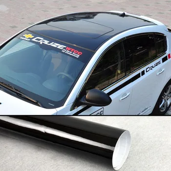 Yüksek parlak 3 Katmanlar Sunroof Sticker Parlak siyah sunroof vinil wrap ile havasız köpük boyutu: 60 CM * 135 cm / lot