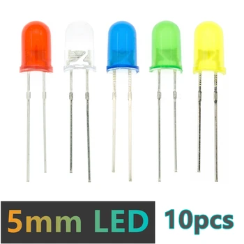 10 adet 5mm LED ışık Çeşitli Kiti DIY LED Seti Beyaz Sarı Kırmızı Yeşil Mavi