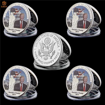 5 Adet / grup ABD Başkanı Donald Trump Ve Özgürlük Beyaz Saray Hatıra Parası Kurmak Büyük Amerika