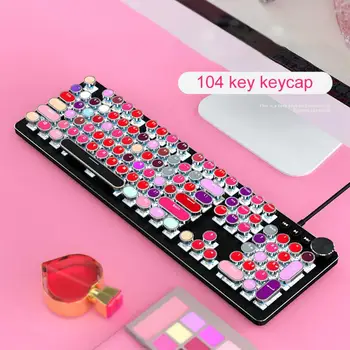 104 Anahtar ABS Karışık Renkli Yuvarlak Klavye Ruj Rengi Arkadan Aydınlatmalı Mekanik Klavye Keycaps Renkli anahtar kapaklar pc bilgisayar