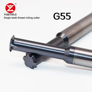 YUZETOOLS CNC İthalat TiAİCrSiCN Kaplama G55 Tek Diş İplik Kesici freze Karbür Tungsten Çelik Alüminyum Alaşımlı Çelik