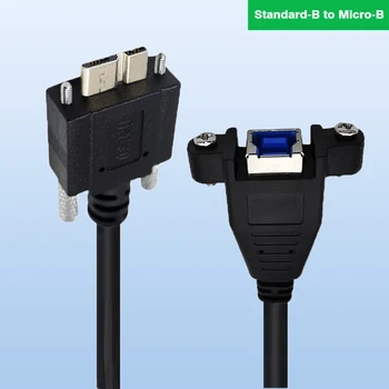 USB 3.0 Tip-B Standart-B Dişi Panel Montajlı USB 3.0 Tip-B Mikro-B Mikro B Erkek M2 Vida Kilitleme Adaptör Kablosu