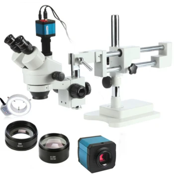 3.5 X 90X 180X Simul-Odak Çift Bom Standı Trinoküler Stereo yakınlaştırmalı mikroskop 38MP 2K HD USB Kamera 144 led ışık Microscopie