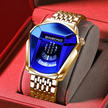 Üst Marka Lüks Askeri Moda Spor İzle Erkekler Altın Mavi Bilek Saatler Adam Saat Casual Chronograph Kol Saati Reloj Hombre