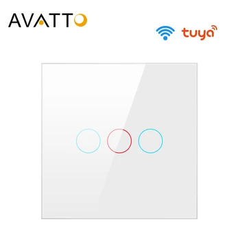AVATTO Tuya Akıllı WiFi ışık anahtarı İle / Nötr Tel, akıllı Yaşam App ınterruptor AB 1/2/3 Gang Alexa için çalışmak, Google Ev