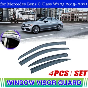 Pencere Kapı Siperliği Mercedes Benz C Sınıfı için W205 180 160 450 Sedan 2015 ~ 2021 Havalandırma Tente Yağmur Guard Kapak Saptırıcı Aksesuarları