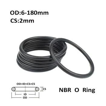 CS 2.0 mm OD 6 ~ 182mm Siyah NBR O Ring Conta Conta Nitril Bütadien Kauçuk Spacer Yağ Direnci Yıkayıcı Yuvarlak Şekil