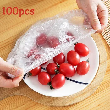 100 adet Tek Kullanımlık yemek örtüsü Plastik Wrap Elastik Gıda Kapakları Gıda Folyo Rulo Organizatör Çanta Mühürleme Makinesi Mutfak Sipariş