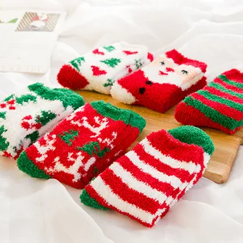 6 pairs lot paketi kadın çorap kış yeni varış sıcak satış sıcak Mercan polar Yarım polar Noel kalın havlu çorap pamuk