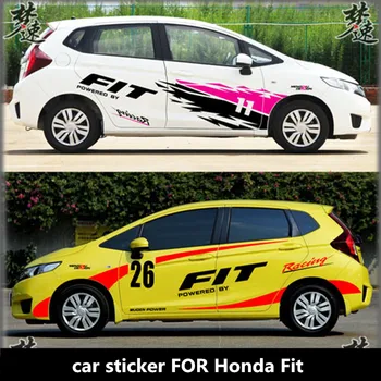 Yeni özelleştirilmiş araba sticker Honda Fit İÇİN özel spor araba çıkartma aksesuarları vücut dış dekorasyonu