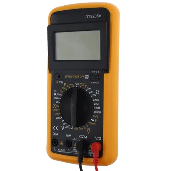 DT9205 Profesyonel Dijital Multimetre Elektrikli El Ampermetre Voltmetre Direnç Kapasite hFE Test Cihazı AC DC LCD