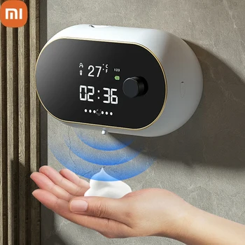 Xiaomi Sıvı Köpük sabunluklar Zaman Sıcaklık Göstergesi İnsan Vücudu İndüksiyon El Yıkama Su Geçirmez Otomatik Sabunluk