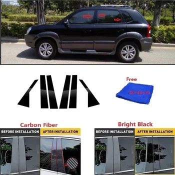 Hyundai Tucson 2007-2013 İçin Fit Karbon Fiber Siyah Araba Pencere Kapı Sütun BC Pillar Sonrası Kapak Trim Ayna Etkisi PC Sticker