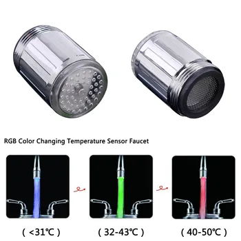 LED su musluk akış ışık mutfak Banyo duş musluk musluk memesi Başkanı değişim sıcaklık sensörlü ışık musluk led