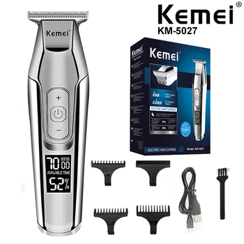 Kemei KM - 5027 Profesyonel Saç Kesme Erkekler için Sakal Düzeltici Kuaför Kuaför Tıraş Makinesi Saç Kesimi Makinesi Akülü Şarj Edilebilir