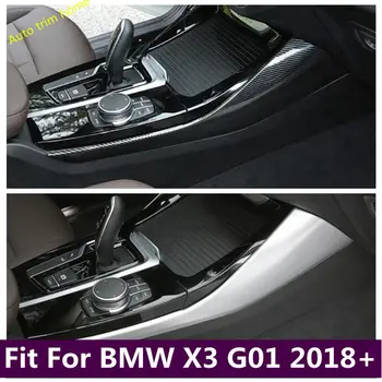 Aksesuarları Merkezi Kontrol Tezgahları Vites Kutusu Şeritler Kapak Trim BMW İçin Fit X3 G01 2018 - 2023 Mat / Karbon Fiber Bak