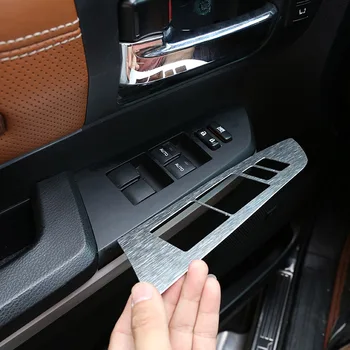Toyota Tundra 2014-21 için Araba styling Paslanmaz Gümüş / Siyah Araba Pencere Kaldırma Anahtarı Düğmeleri krom çerçeve Çıkartmalar Araba Aksesuarları