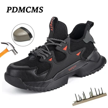 Pdmcms Güvenlik Ayakkabıları Yıkılmaz Erkek Güvenlik Ayakkabıları Kaymaz Çalışma Sneaker Nefes Çelik Ayak Delinme Geçirmez Hava Mesh Çalışma Çizme