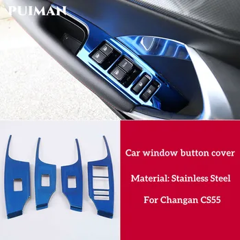 Paslanmaz çelik Araba İç Kapı Pencere düğme kapağı Dekorasyon İç Anahtarı Anti-Scratch Trim Changan CS55 Aksesuarları