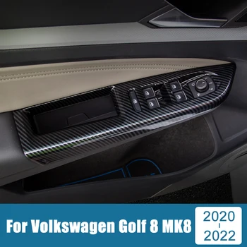 ABS Karbon Araba Kapı Kol Dayama Paneli Pencere Anahtarı Kaldırma Düğmeleri İçin Trim Kapakları Volkswagen VW Golf 8 MK8 2020 2021 2022 Aksesuarları