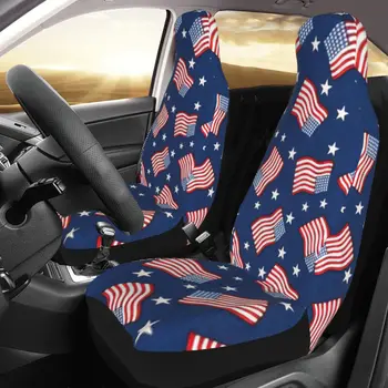 Amerika Bayrakları Vatansever Araba klozet kapağı Özel Baskı Evrensel Ön Koruyucu Aksesuarları Koltuk Minderi Seti