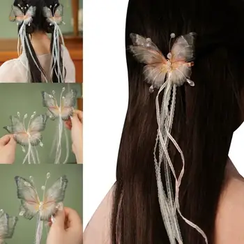 Kadın Hanfu saç tokası için Çin tarzı uzun şerit Püskül saç tokası