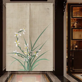 Çin Tarzı kapı perde dekorasyonu Oturma Odası Yatak Odası tuvalet kumaşı Yarım Perde Hiçbir Delme Sundurma Bölme Kumaş Perde