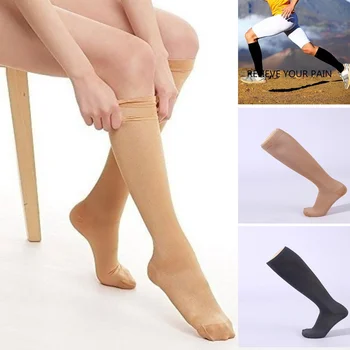 Unisex Çorap Sıkıştırma Çorap Basınç Varisli Damar Çorap Diz Yüksek Bacak Desteği Streç Basınç Sirkülasyon Spor