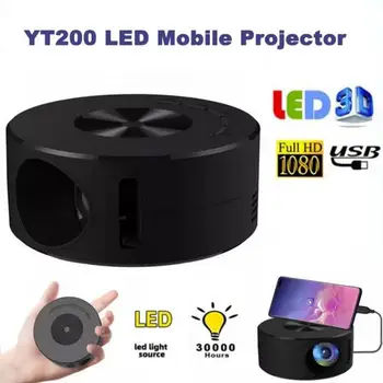 Mini Led 1920 * 1080 Çözünürlük Mobil Video Projektör Yt200 projeksiyon ekranı Ev Sineması Medya Oynatıcı 30000 Saat Taşınabilir Yt200