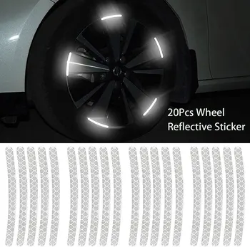 20 Adet Araba Tekerlek Göbeği Yansıtıcı Etiket Seti Yeşil / Beyaz Araba Motosiklet Şerit Dekoratif Çıkartmalar Oto Dış Aksesuarları