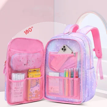 2023 Yeni İlköğretim okul sırt çantası Sevimli Renkli Çanta Kızlar için Prenses Okul Çantaları Su Geçirmez Çocuk Gökkuşağı Serisi Okul Çantaları