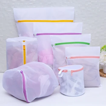 3/7 Adet Set Örgü Fermuarlı çamaşır torbası Polyester Net Anti-Deformasyon İç Çamaşırı Sutyen Elbise file çanta Ev Çamaşır Makineleri