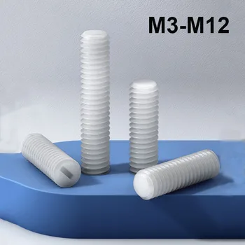 Metrik Oluklu Plastik Düz Uçlu Set Vidalar Naylon Başsız Oluklu Vida M3 M4 M5 M6 M8 M10 M12