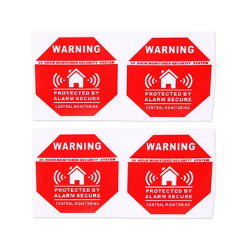 4 Adet Araba motorsiklet Ev Alarm güvenlik etiketi Uyarı İşaretleri Çıkartmaları Pencere Kapı Çıkartmalar Güvenlik Sistemi Malzemeleri 7.3 * 7.3 cm
