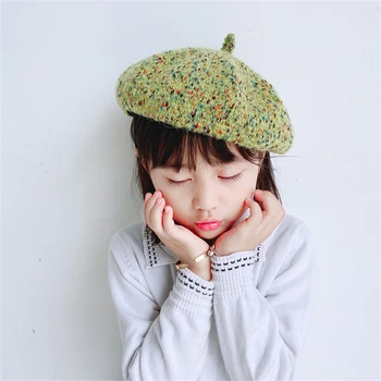Moda Kız Bebek Yün Boncuk Bere Kap Çocuklar İçin Sıcak Kış Şapka Açık Havada Kasketleri Kapaklar Vintage Kaşmir Kadın Düz Şapka