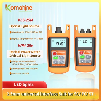 Komshine el Fiber Optik güç ölçer KPM-25V kaybı Test cihazı Dahili 10 mw VFL + SM ışık kaynağı KLS-25 1310 / 1550nm