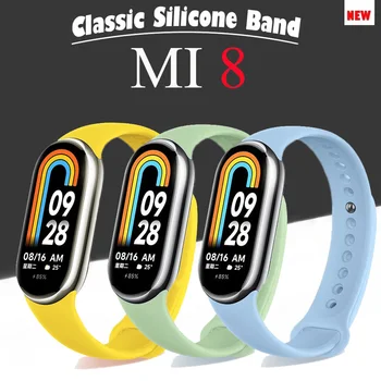 Silikon Film + Kayış Xiaomi Mi Band için 8 Spor Bileklik Bilezik MiBand 8 NFC Kauçuk Kayış Correa Smartwatch Aksesuarları