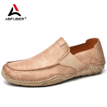El yapımı deri ayakkabı erkek mokasen ayakkabıları Üzerinde Kayma Yumuşak Taban Rahat deri ayakkabı Konfor sürüş ayakkabısı Erkekler Flats Yürüyüş Ayakkabısı