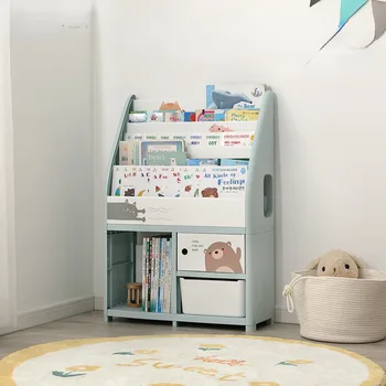 Depolama Sistemi Çocuklar Karikatür Plastik Kitap Rafları Oturma Odası Çok Fonksiyonlu Oyuncak Depolama Rafı Çok Katmanlı Çıkarılabilir