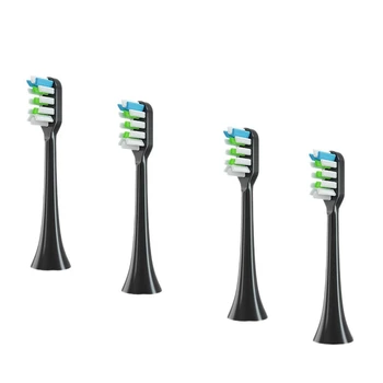 4 Adet Yedek Diş Fırçası Kafaları Xiaomi SOOCAS V1X3/X3U X1/X3 / X5 Elektrikli Diş Fırçası Kafaları Siyah