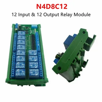 N4D8C12 12 Kanal RS485 PLC genişletme kartı 12 İzole Giriş 12 Çıkış Röle Kontrol DIN35 Ray Kutusu Röle Fonksiyon Modülü