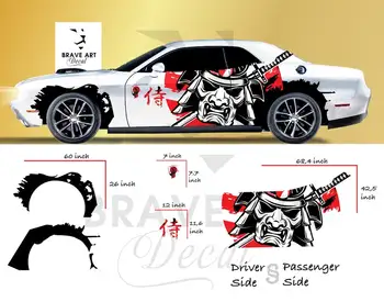 Samurai Araba Sarma, Japon Araç Parlatıcı, Dökme Vinil Şal, Evrensel Boyutu Samurai Anime Araba Sticker Araba Dekor